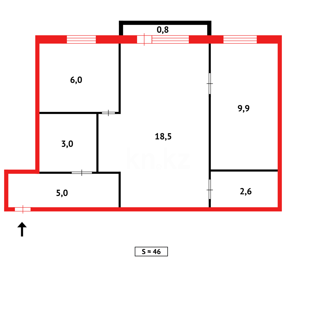 Продажа 2-комнатной квартиры, 45 м² - Недвижимость в Темиртау фото 12 из 12