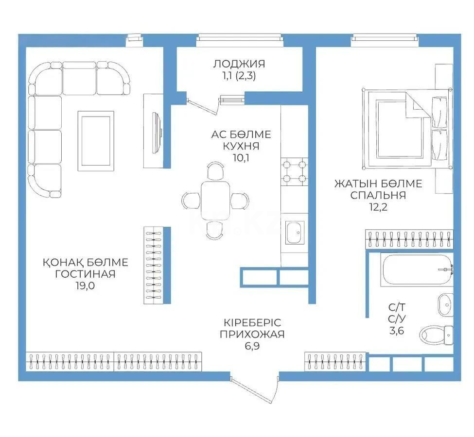 Продажа 2-комнатной квартиры, 53 м², пр. Райымбека, дом  590/7 - Продажа  двухкомнатных квартир в Алматы с фото фото 1 из 1