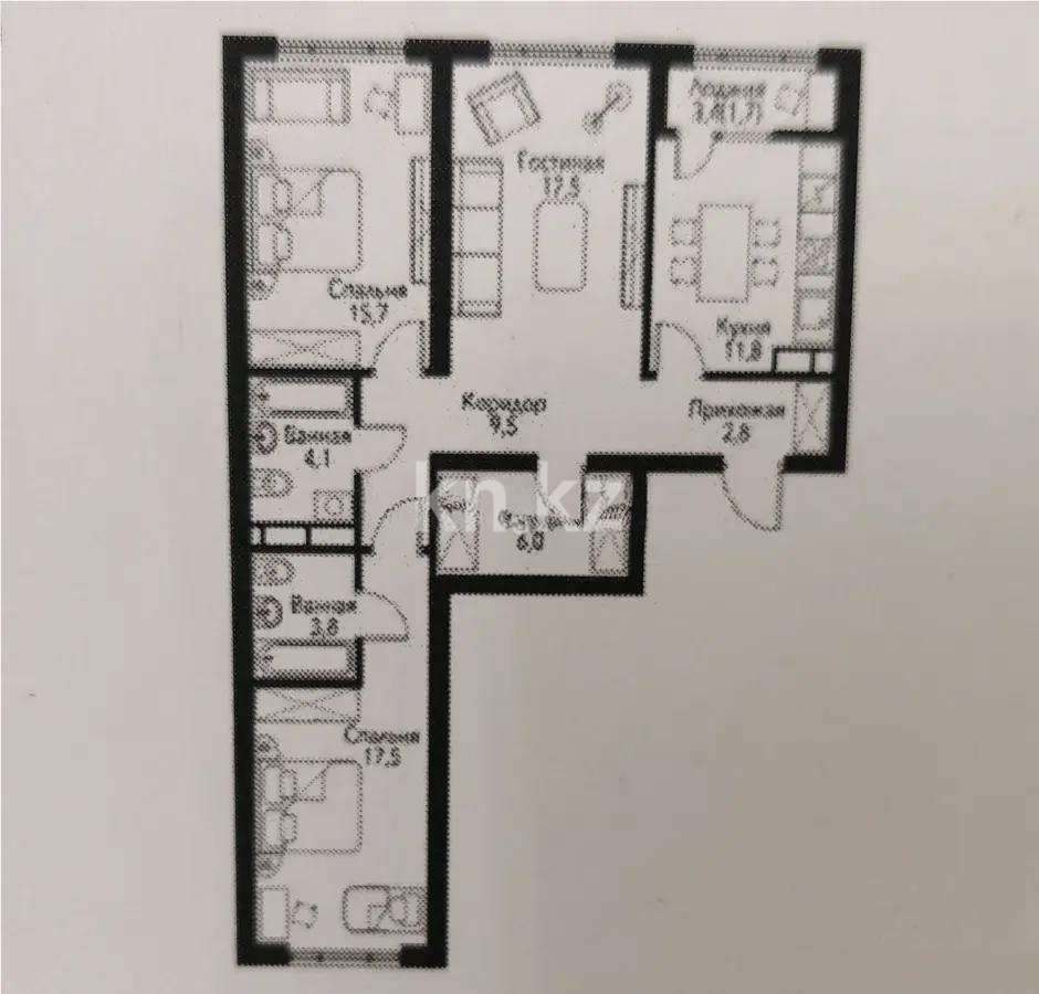 Продажа 3-комнатной квартиры, 90.4 м², ул. Рыскулова, дом  2б/1 - Продажа квартир в Казахстане фото 1 из 1