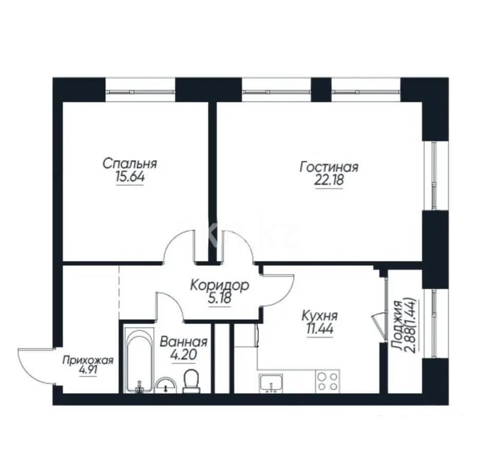 Продажа 2-комнатной квартиры, 63.4 м², пр. Сейфуллина, дом  467г - Продажа квартир в Алматы фото 1 из 1