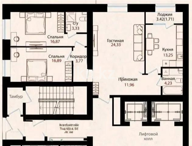 Продажа 3-комнатной квартиры, 96.34 м² в Астане