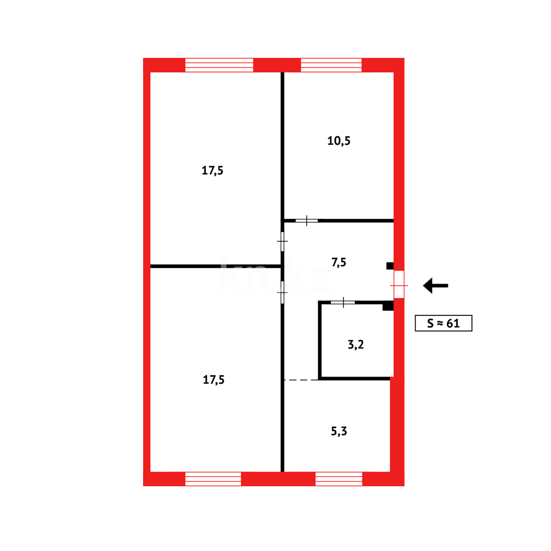 Продажа 3-комнатной квартиры, 63 м², ул. Муканова, дом  26 - Продажа квартир в Караганде фото 5 из 5