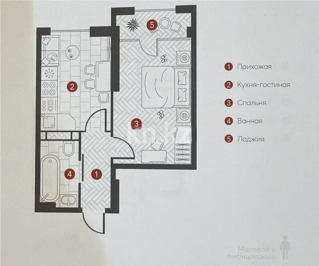 Продажа 1-комнатной квартиры, 42 м² - Продажа однокомнатных квартир в Наурызбайском р-не Алматы фото 1 из 1
