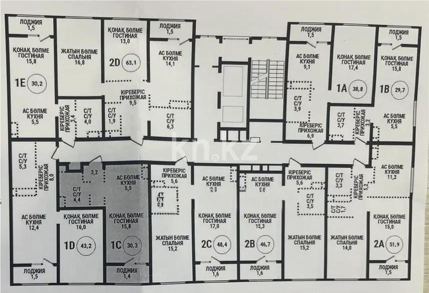 Продажа 1-комнатной квартиры, 30.3 м², пр. Райымбека, дом  210/7 - Продажа  однокомнатных квартир в новостройках Алматы без посредников фото 1 из 1