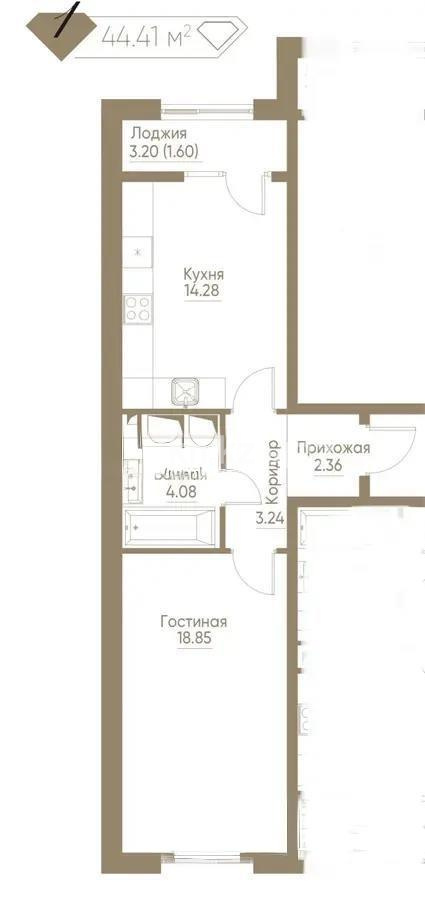 Продажа 1-комнатной квартиры, 45 м², ул. Симферопольская, дом  1/1 - Продажа  однокомнатных квартир в Алматы с фото фото 1 из 1