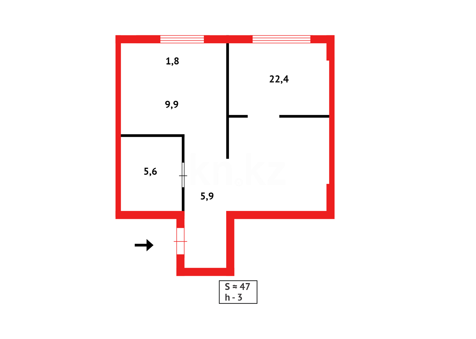 Продажа 2-комнатной квартиры, 47.5 м² - Продажа домов, коттеджей в Костанае фото 22 из 22