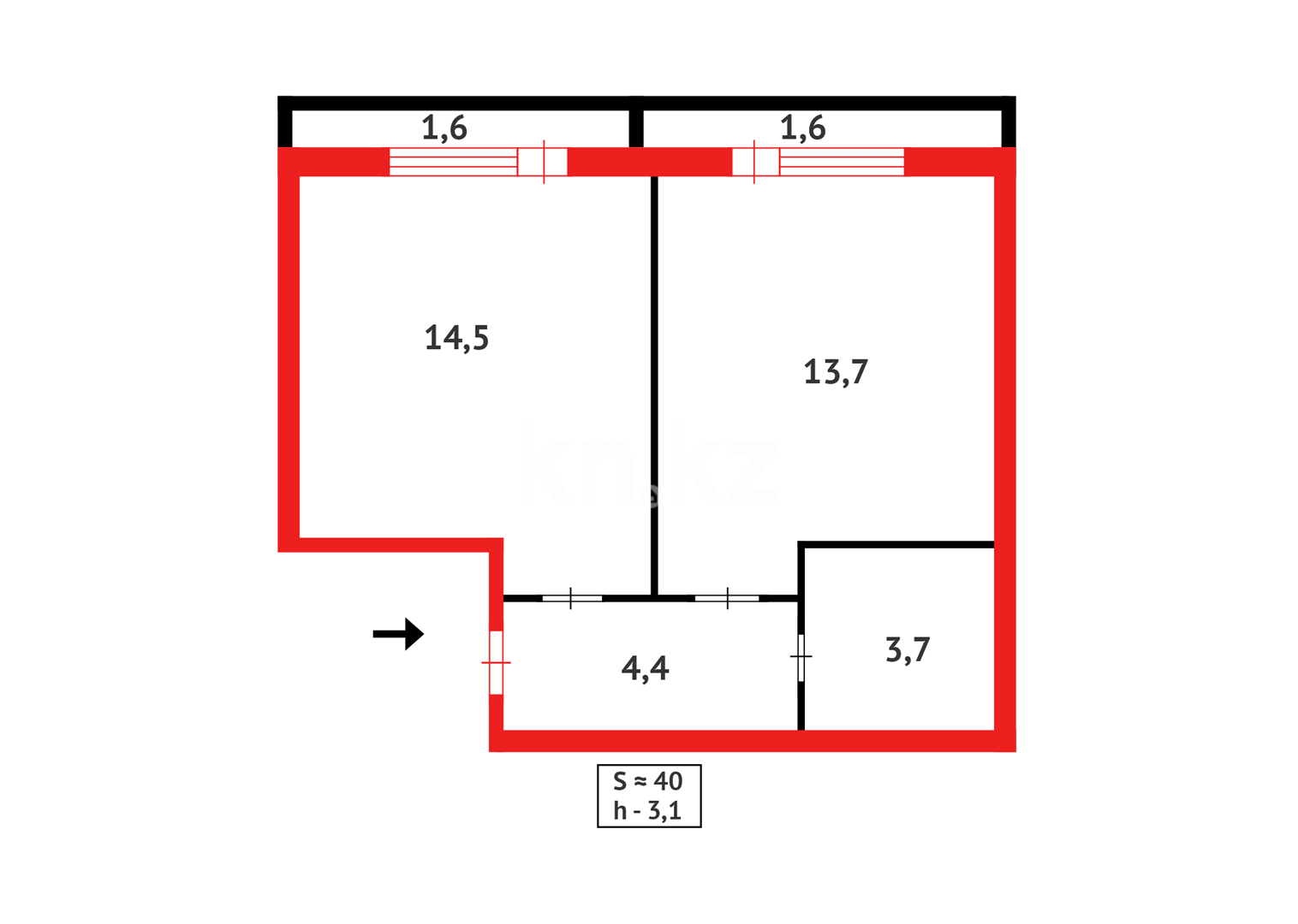 Продажа 1-комнатной квартиры, 39 м², ул. Муканова - Продажа квартир в Караганде фото 4 из 4