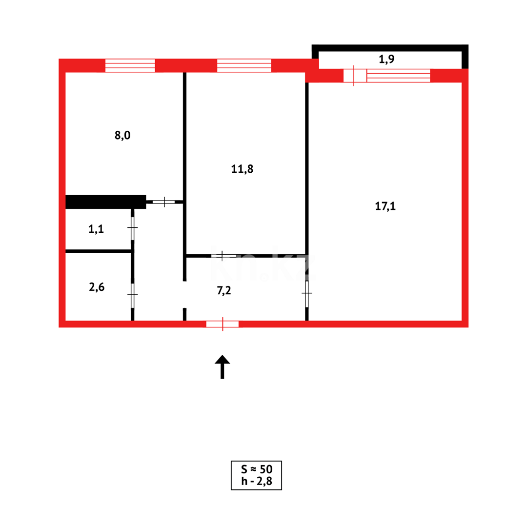 Продажа 2-комнатной квартиры, 50 м² в Караганде - фото 13