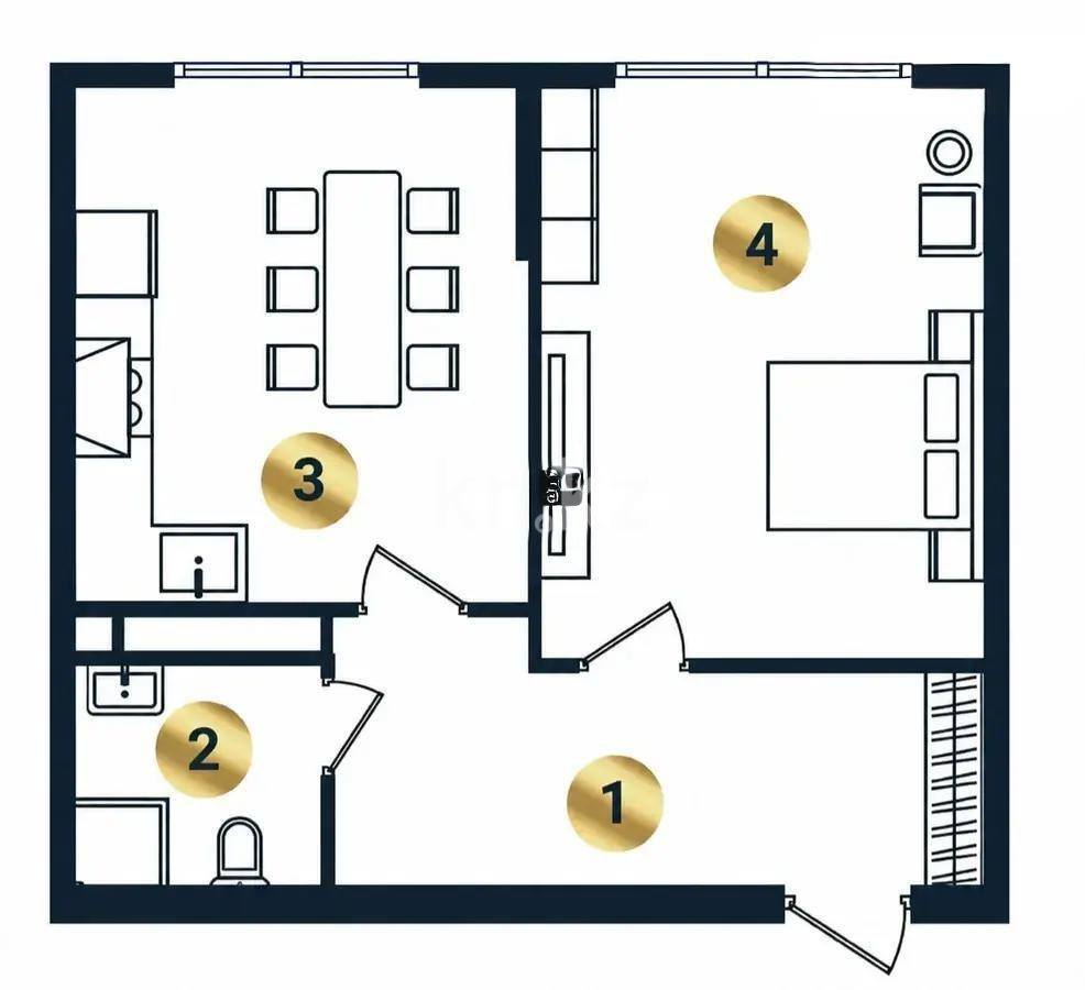 Продажа 2-комнатной квартиры, 46.5 м² в Алматы