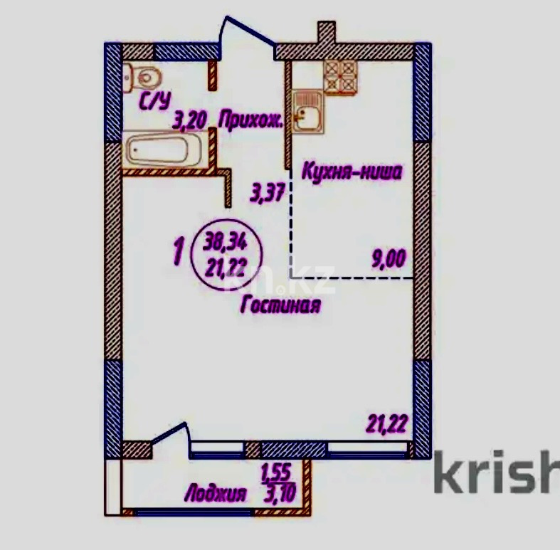 Продажа 1-комнатной квартиры, 40 м² в Астане - фото 24
