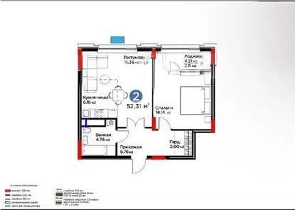Продажа 2-комнатной квартиры, 52 м² в Астане