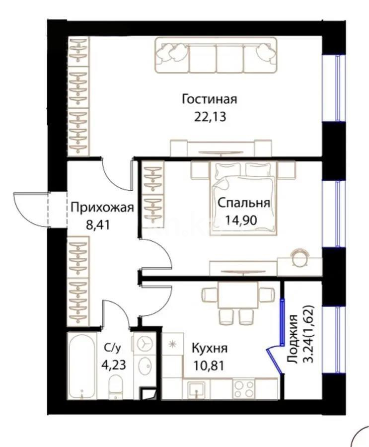 Продажа 2-комнатной квартиры, 62 м², ул. Жошы хана, дом  12/3 в Астане