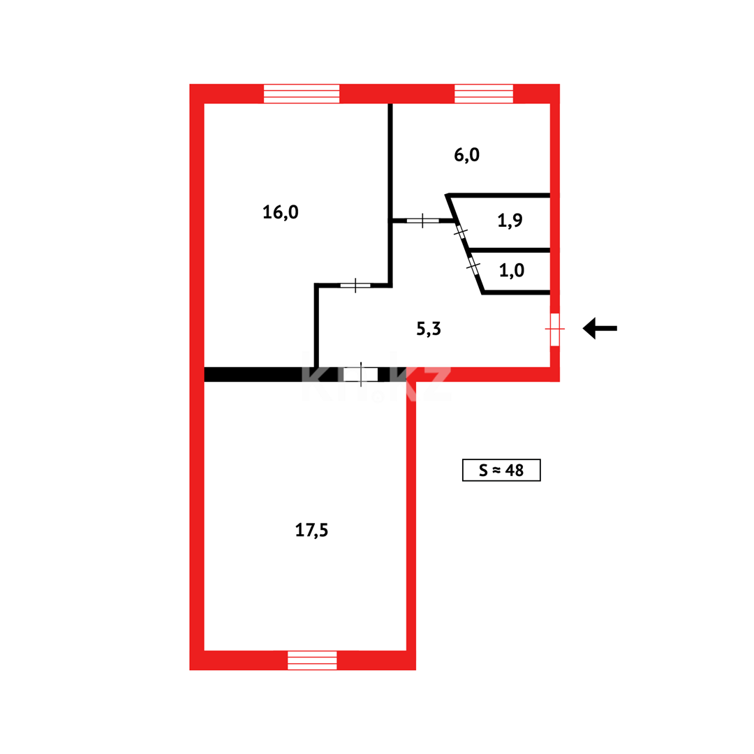 Продажа 2-комнатной квартиры, 48 м², мкр-н 15 - Продажа квартир в Караганде фото 12 из 12