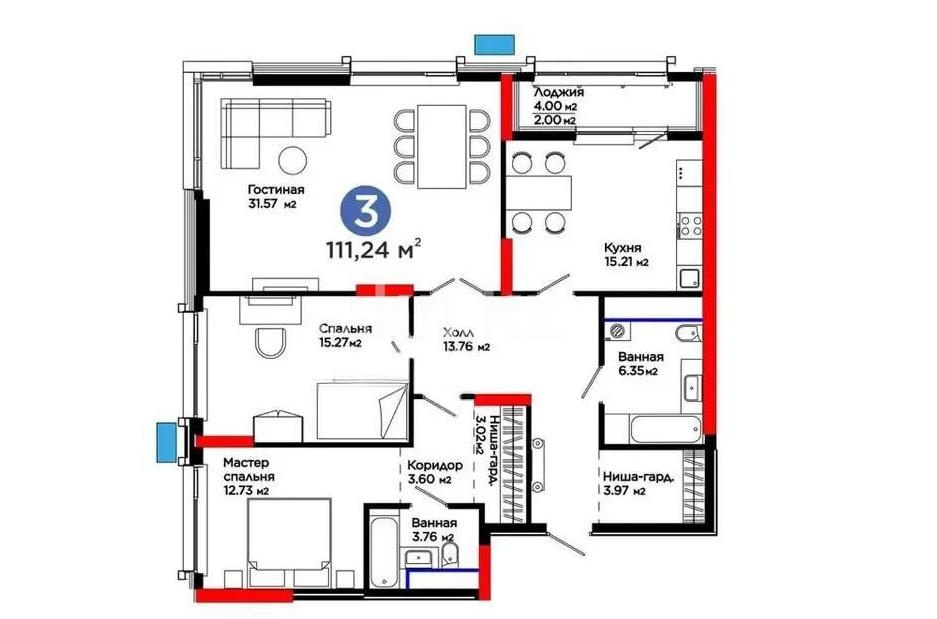 Продажа 3-комнатной квартиры, 112 м² - Продажа квартир в Астане - страница 5 фото 6 из 6