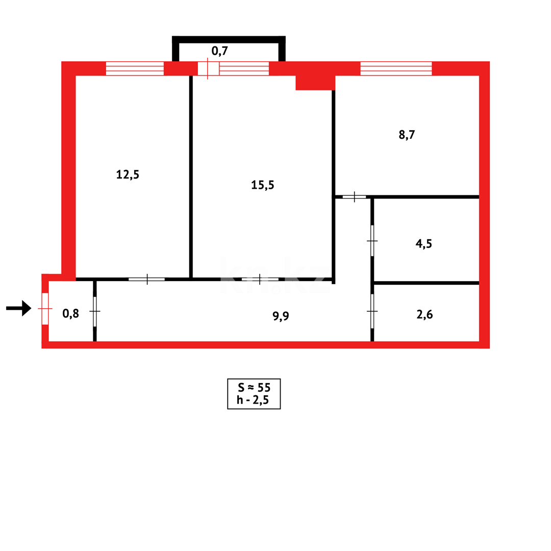 Продажа 2-комнатной квартиры, 53 м², пр. Республики - Продажа квартир в Караганде фото 10 из 10