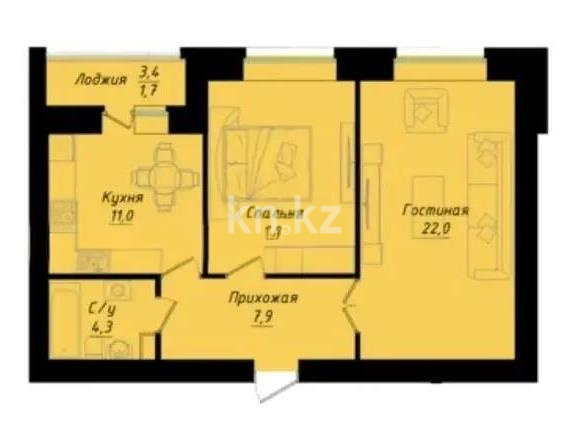 Продажа 2-комнатной квартиры, 61.4 м², ул. Толе би, дом  1 стр - Продажа квартир в Астане фото 1 из 1