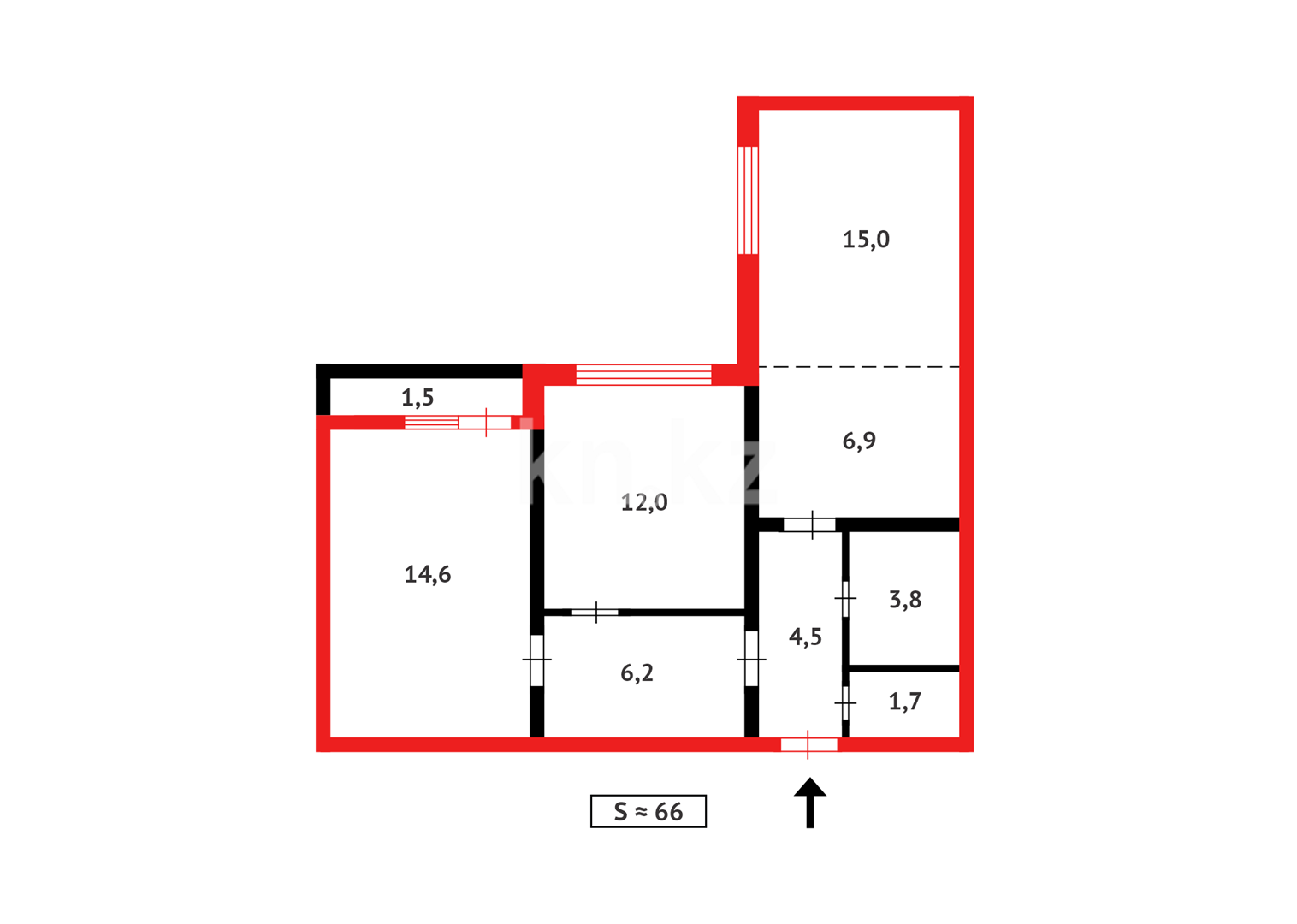 Продажа 3-комнатной квартиры, 66.2 м², ул. Толе би в Астане - фото 13