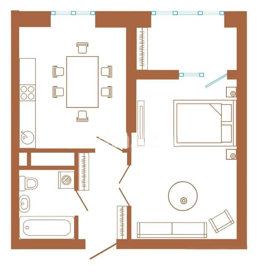 Продажа 1-комнатной квартиры, 42 м², ул. Жургенова, дом  42 стр - Продажа  однокомнатных квартир в новостройках Астаны фото 1 из 1