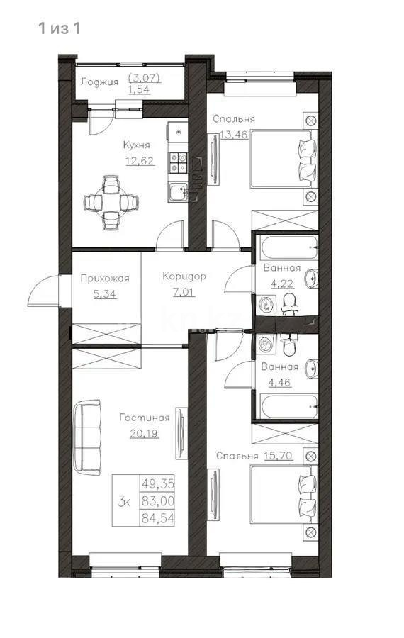 Продажа 3-комнатной квартиры, 85 м² в Астане - фото 3