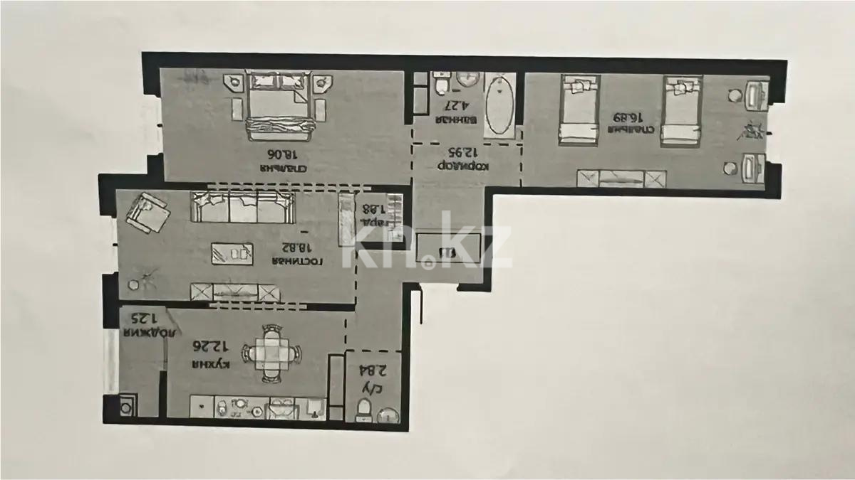 Продажа 3-комнатной квартиры, 89.21 м², ул. Халиуллина, дом  140/5 - Продажа квартир в Алматы с фото фото 1 из 1