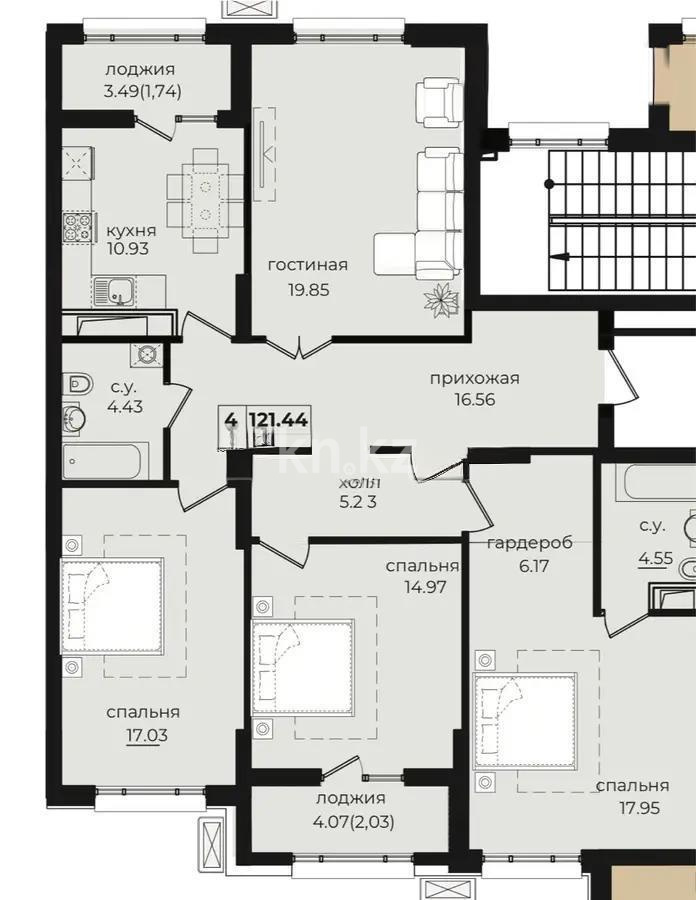 Продажа 4-комнатной квартиры, 121 м², ул. Анет баба, дом  4 - Продажа  четырехкомнатных квартир в новостройках Астаны фото 1 из 1