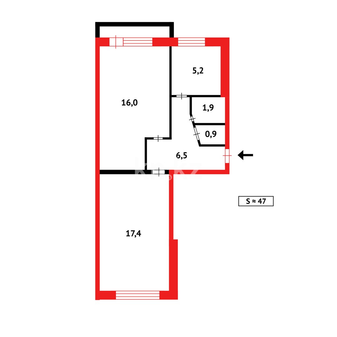 Продажа 2-комнатной квартиры, 47 м², мкр-н 7, дом  31 в Темиртау - фото 16