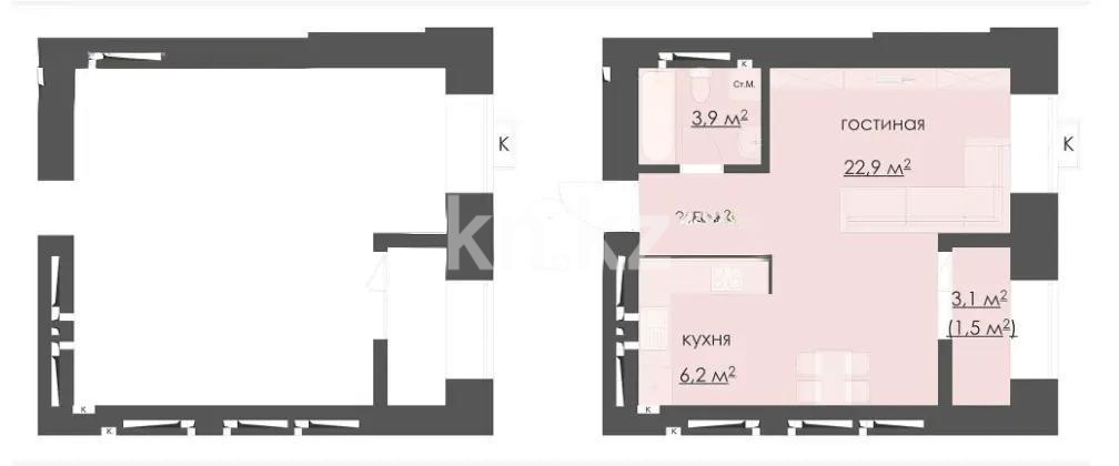 Продажа 1-комнатной квартиры, 39 м², 067 учетный квартал, дом  участок 502 в Караганде - фото 2