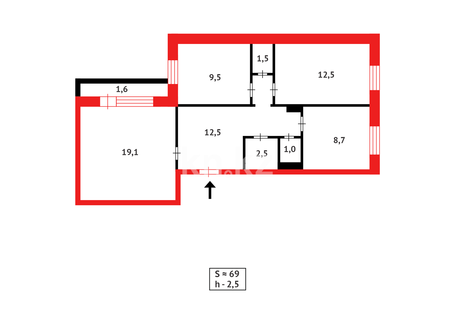Продажа 3-комнатной квартиры, 68 м², мкр-н Голубые Пруды - Продажа квартир в Караганде фото 19 из 19
