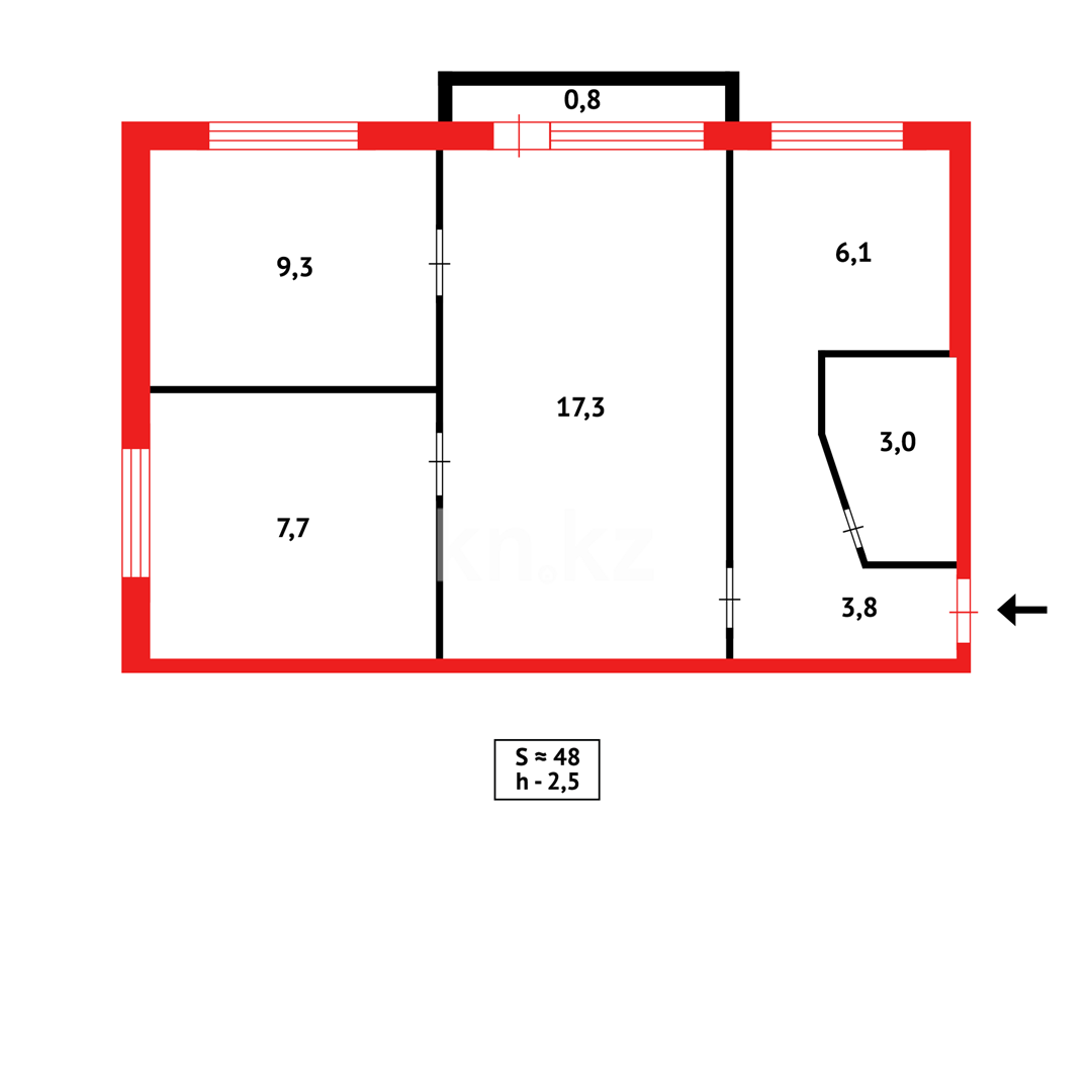 Продажа 3-комнатной квартиры, 49 м² - Продажа трехкомнатных квартир в Караганде - страница 28 фото 12 из 12