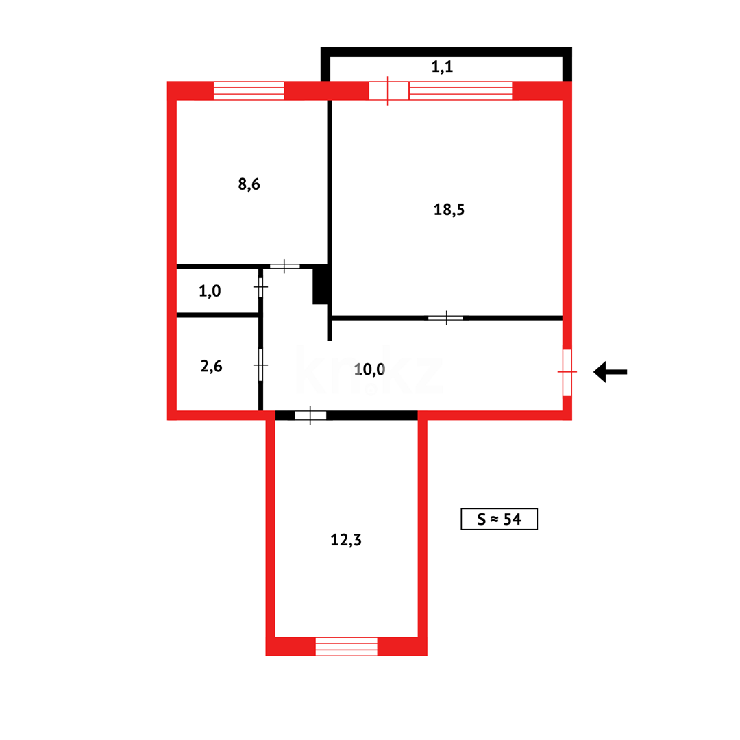 Продажа 2-комнатной квартиры, 54 м², мкр-н Орбита-1, дом  21 - Продажа  двухкомнатных квартир в Караганде фото 9 из 9