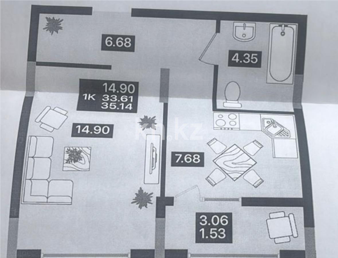 Продажа 1-комнатной квартиры, 35 м² - Аренда квартир помесячно в Атырау фото 3 из 3
