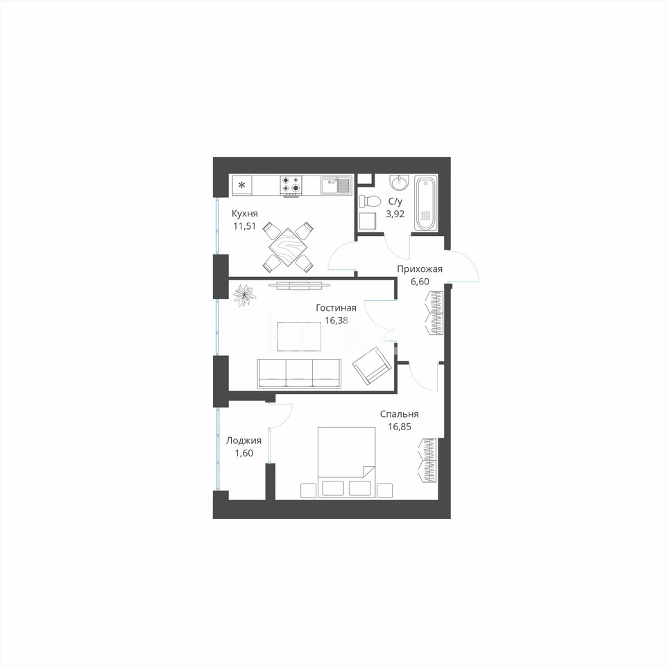 Продажа 2-комнатной квартиры, 56 м², ул. Култегин, дом  4 - Продажа квартир в Астане фото 1 из 1