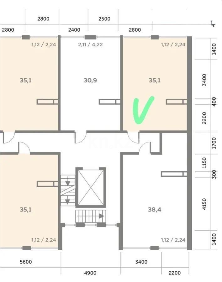 Продажа 1-комнатной квартиры, 35.1 м², пр. Алатау, дом  12а/1 - Продажа  однокомнатных квартир в новостройках Алматы с фото фото 1 из 1