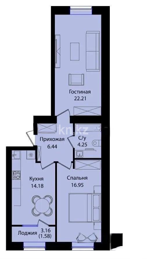 Продажа 2-комнатной квартиры, 64.3 м² в Астане - фото 8