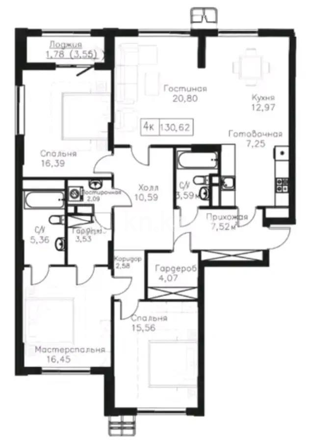 Продажа 4-комнатной квартиры, 130.62 м², пр. Мангилик Ел, дом  63/1 - Продажа  четырехкомнатных квартир в новостройках Астаны без посредников фото 1 из 1