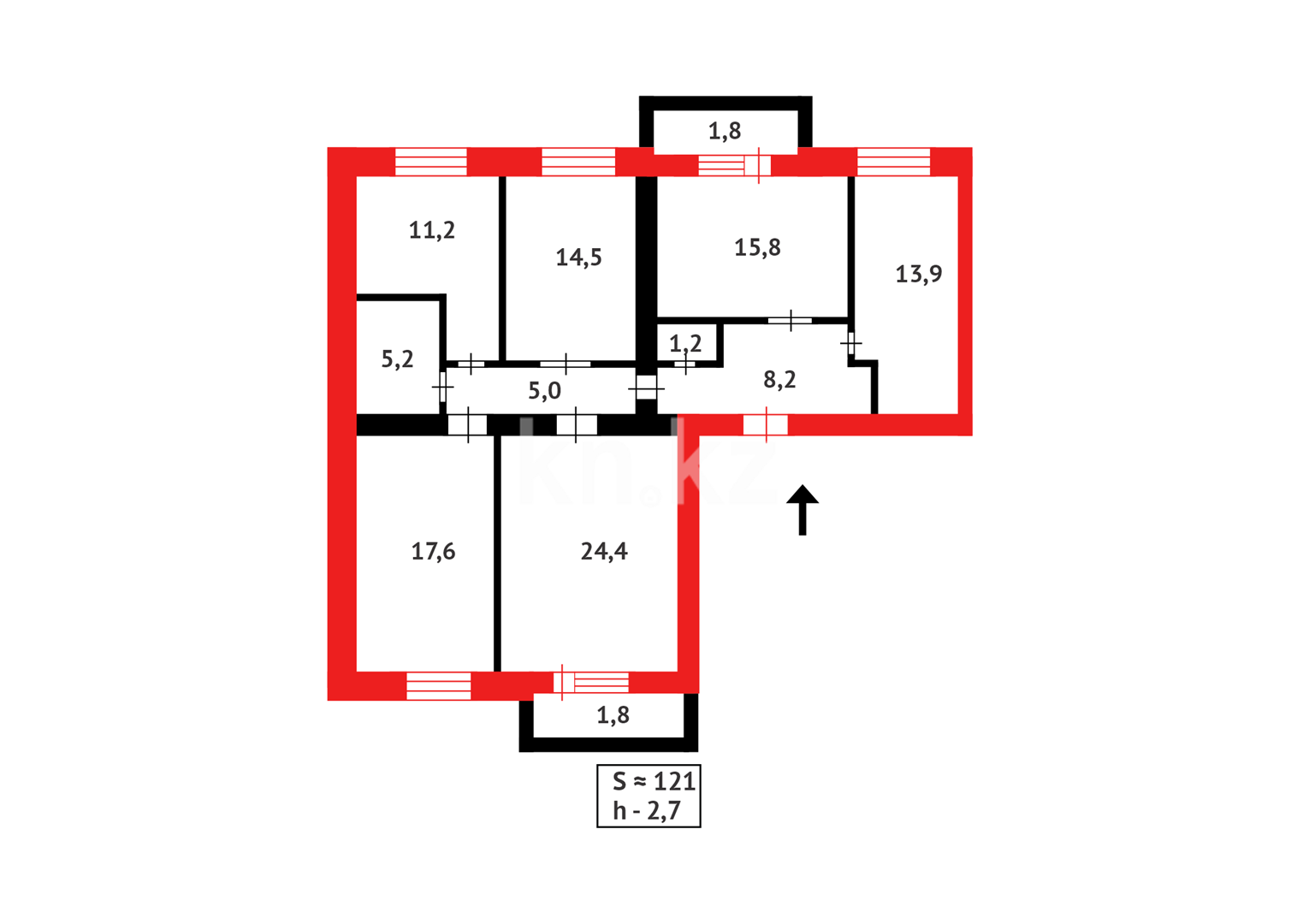 Продажа 5-комнатной квартиры, 120 м² - Продажа пятикомнатных и более квартир в Караганде - страница 2 фото 18 из 18