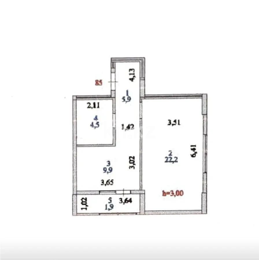 Продажа 1-комнатной квартиры, 44.4 м² в Астане