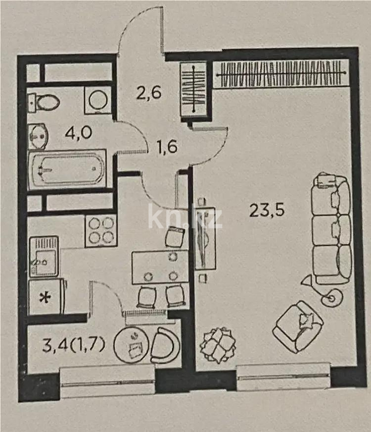 Продажа 1-комнатной квартиры, 42 м² - Продажа однокомнатных квартир в Алматы фото 3 из 3