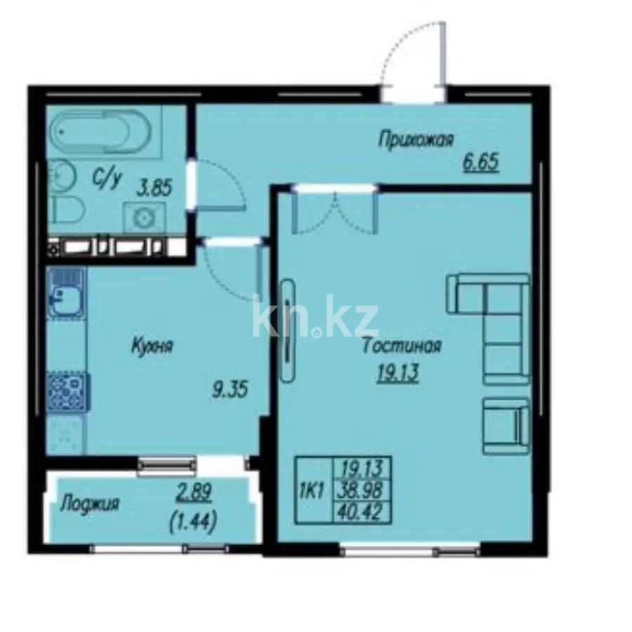 Продажа 1-комнатной квартиры, 40.42 м², ул. Е-496, дом  8 стр - Продажа квартир в Астане фото 1 из 6
