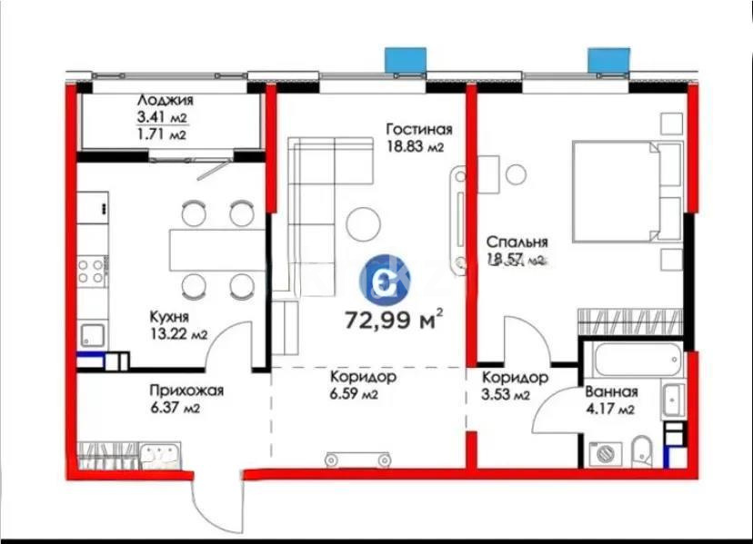 Продажа 2-комнатной квартиры, 73 м² в Алматы - фото 5