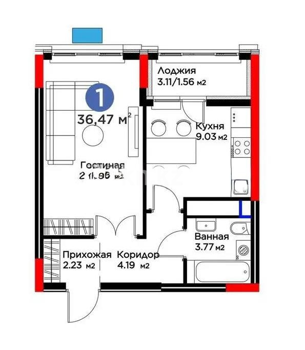 Продажа 1-комнатной квартиры, 37 м² в Астане - фото 3