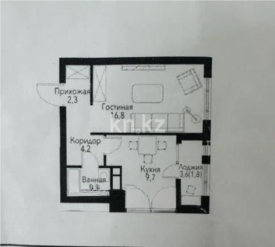Продажа 1-комнатной квартиры, 38.6 м² - Продажа однокомнатных квартир в Алматы - страница 17 фото 1 из 1