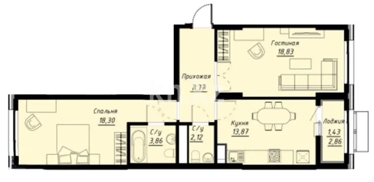 Продажа 2-комнатной квартиры, 67.5 м², ул. Е-430, дом  1 стр - Продажа квартир в новостройках Астаны без посредников фото 1 из 1