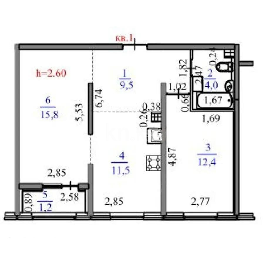 Продажа 2-комнатной квартиры, 54.4 м² - Продажа двухкомнатных квартир от собственников в Алматы фото 3 из 3