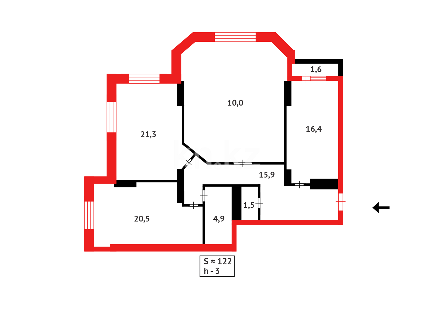Продажа 3-комнатной квартиры, 105 м², ул. Иманова, дом  10/1 - Продажа квартир в Астане фото 16 из 16