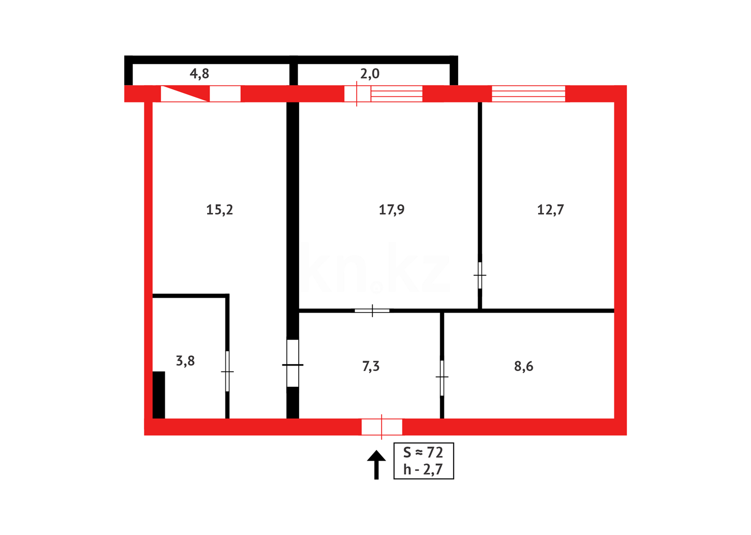 Продажа 3-комнатной квартиры, 72 м² в Караганде - фото 43
