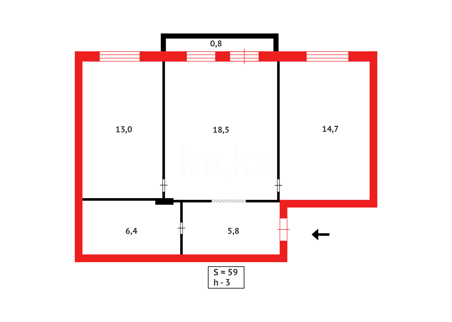 Продажа 2-комнатной квартиры, 59 м², пр. Республики - Продажа квартир в Темиртау фото 20 из 20