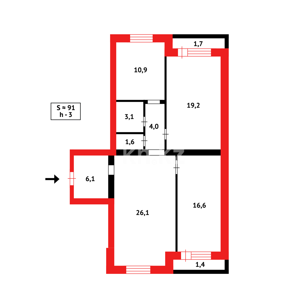 Продажа 3-комнатной квартиры, 91 м², мкр-н Степной-4 - Продажа квартир в новостройках Караганды фото 21 из 21