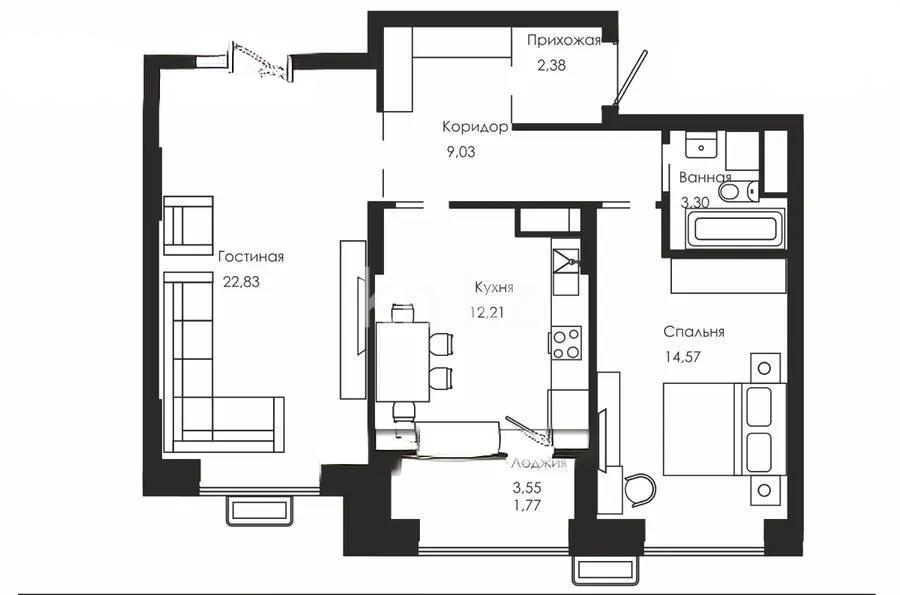 Продажа 2-комнатной квартиры, 65.7 м², ул. Бокейхана, дом  52 - Продажа квартир в Астане фото 1 из 1