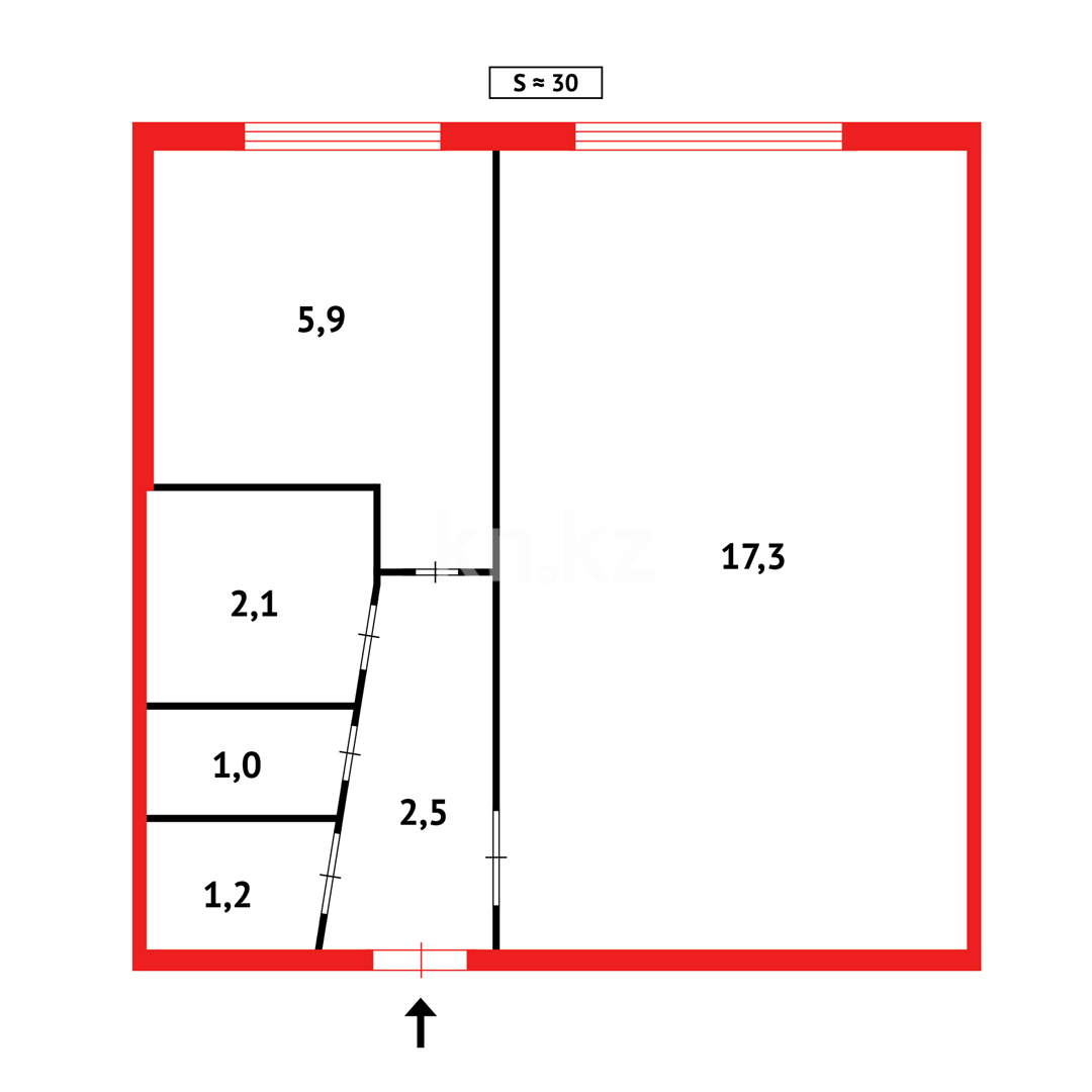 Продажа 1-комнатной квартиры, 31 м², ул. Муканова - Продажа  однокомнатных квартир в Караганде фото 7 из 7